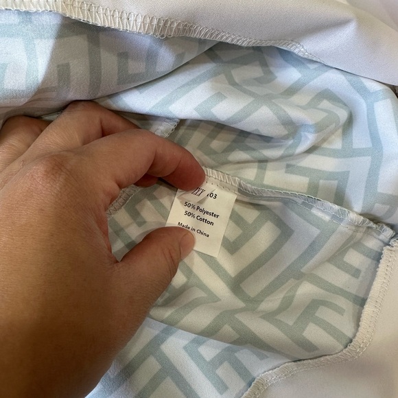 White and Light Blue Geometric Dress - Picture 7 of 10